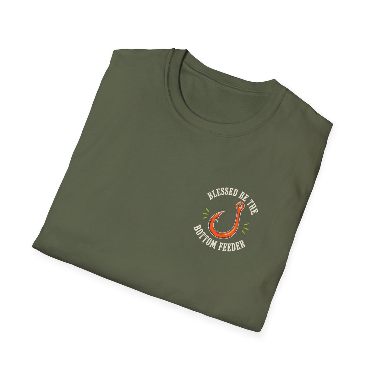 Blessed Be the Bottom Feeder Dark Christian Fishing T-Shirt - Psalm 40:2