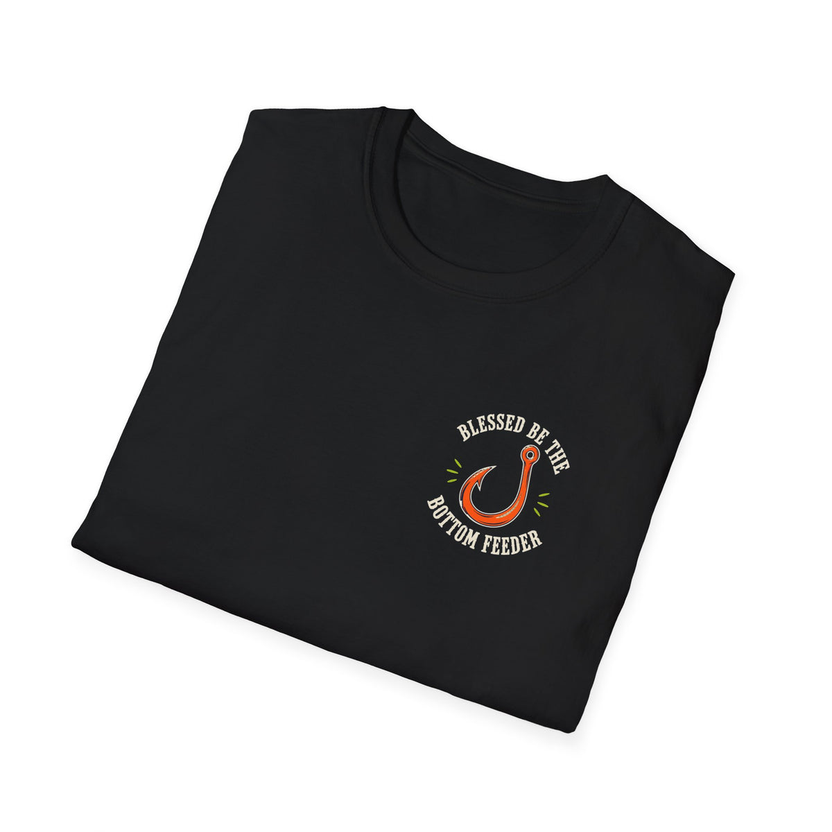 Blessed Be the Bottom Feeder Dark Christian Fishing T-Shirt - Psalm 40:2