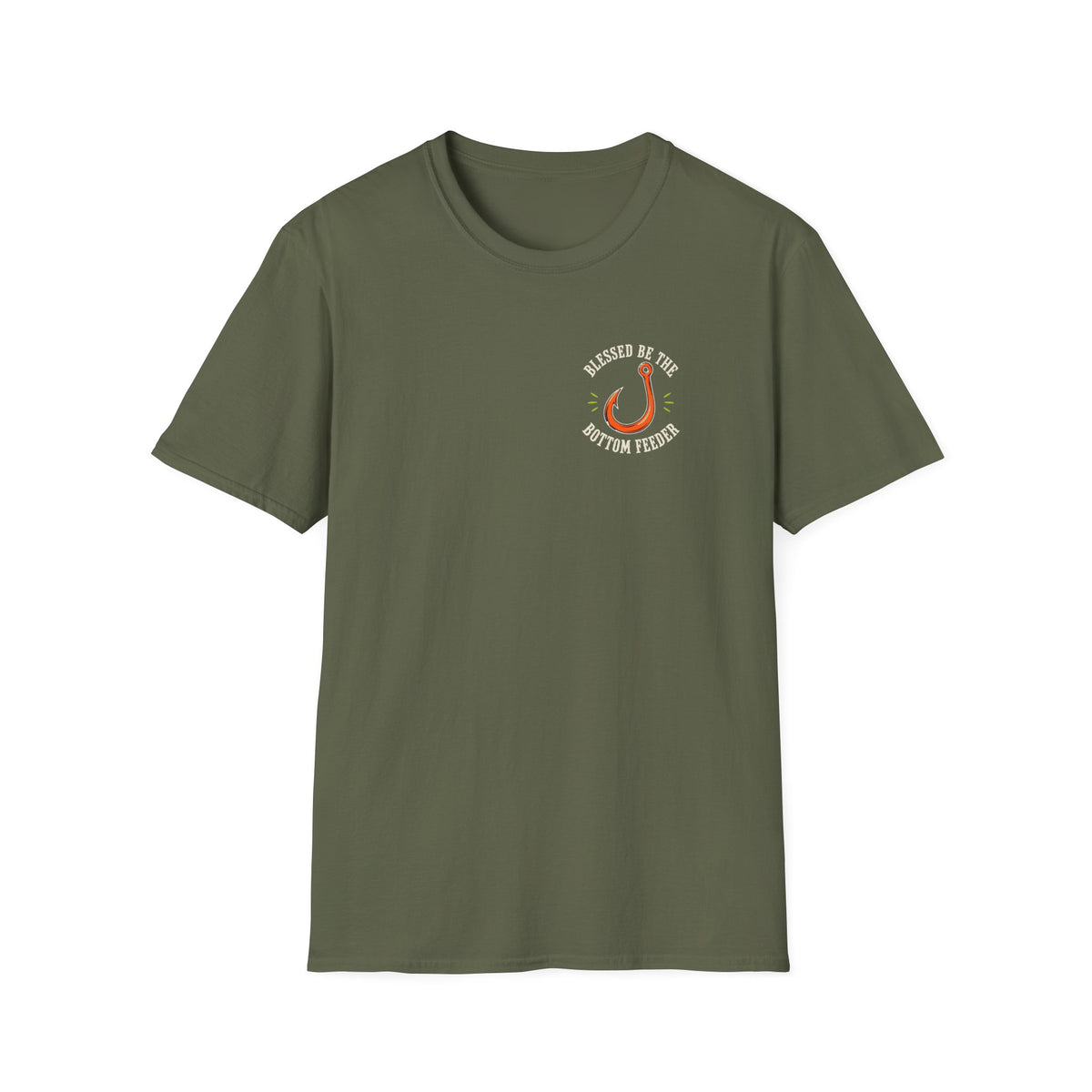 Blessed Be the Bottom Feeder Dark Christian Fishing T-Shirt - Psalm 40:2