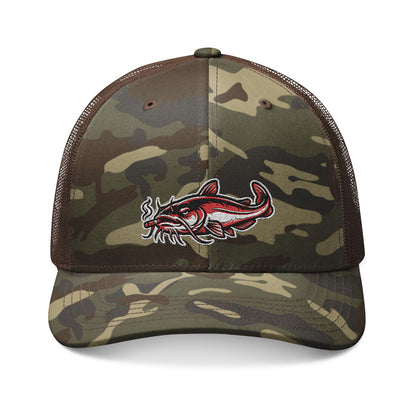 Catfish Camo Trucker Hat - Embroidered Catfish Fishing Cap