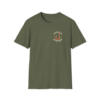 Blessed Be the Bottom Feeder Dark Christian Fishing T-Shirt - Psalm 40:2