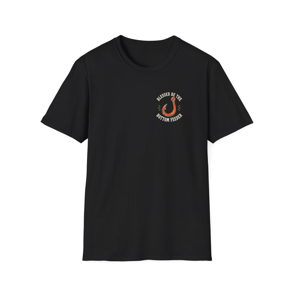 Blessed Be the Bottom Feeder Dark Christian Fishing T-Shirt - Psalm 40:2
