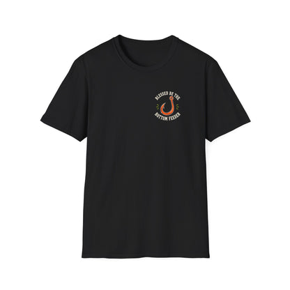 Blessed Be the Bottom Feeder Dark Christian Fishing T-Shirt - Psalm 40:2
